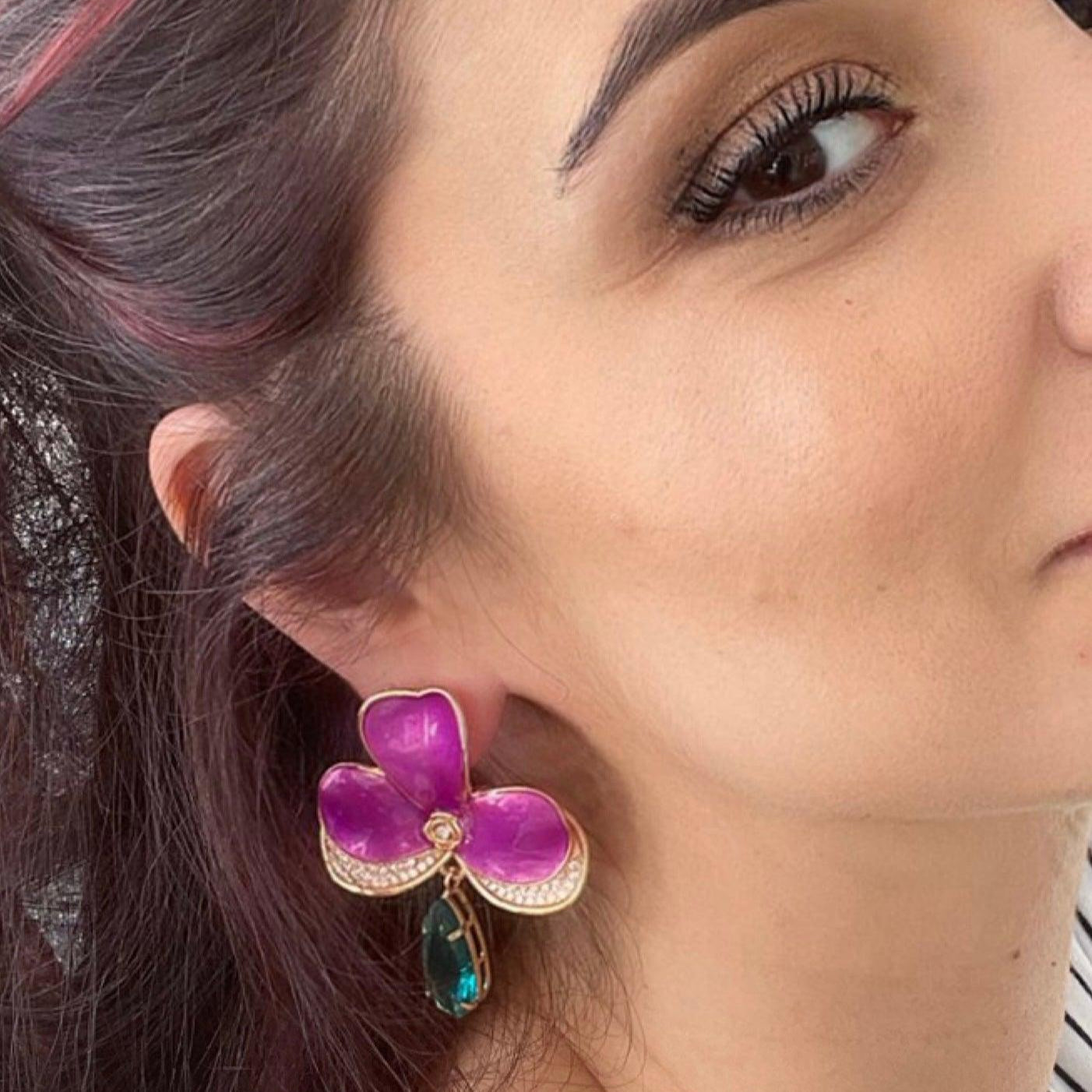 Brinco Maxi Flor Roxo