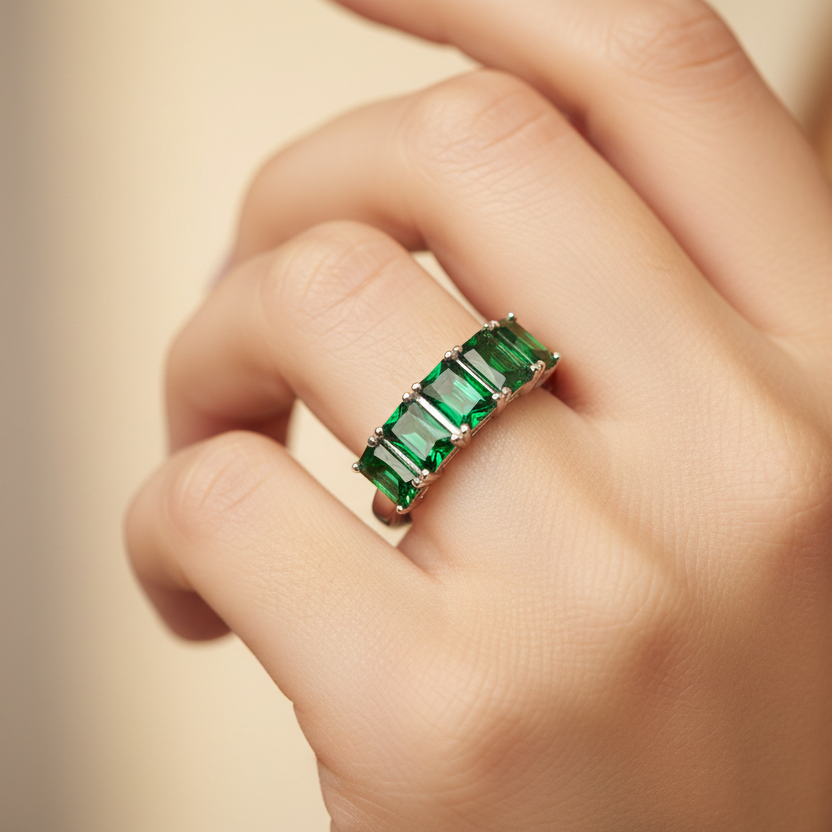 Anel Quad Lux Esmeralda