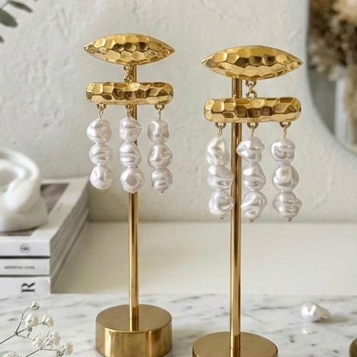 Brinco Navete Pearls