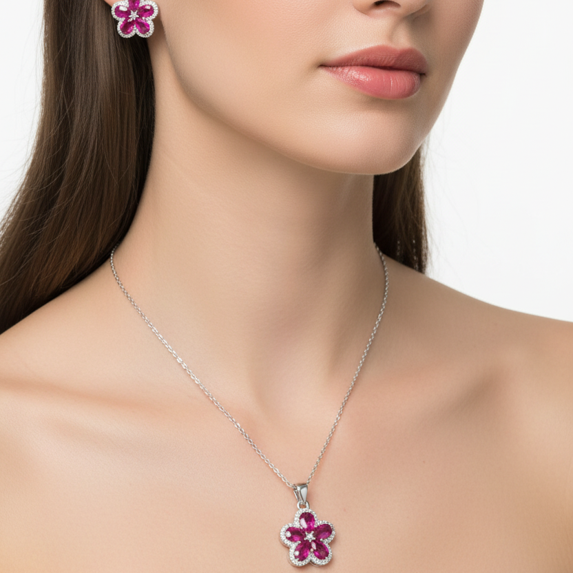 Conjunto Flower (Colar + Brinco)