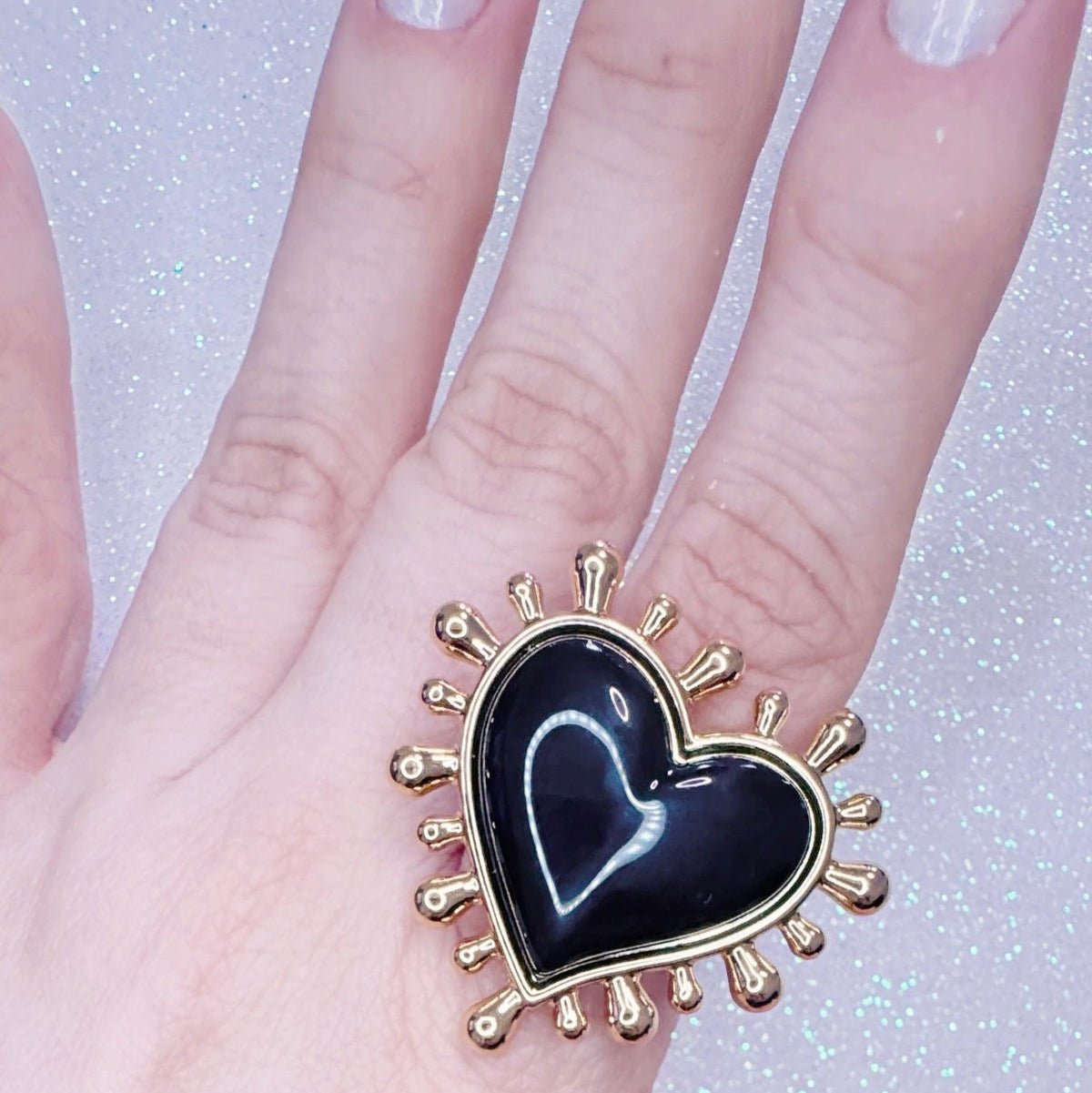 Anel Coração Resinado