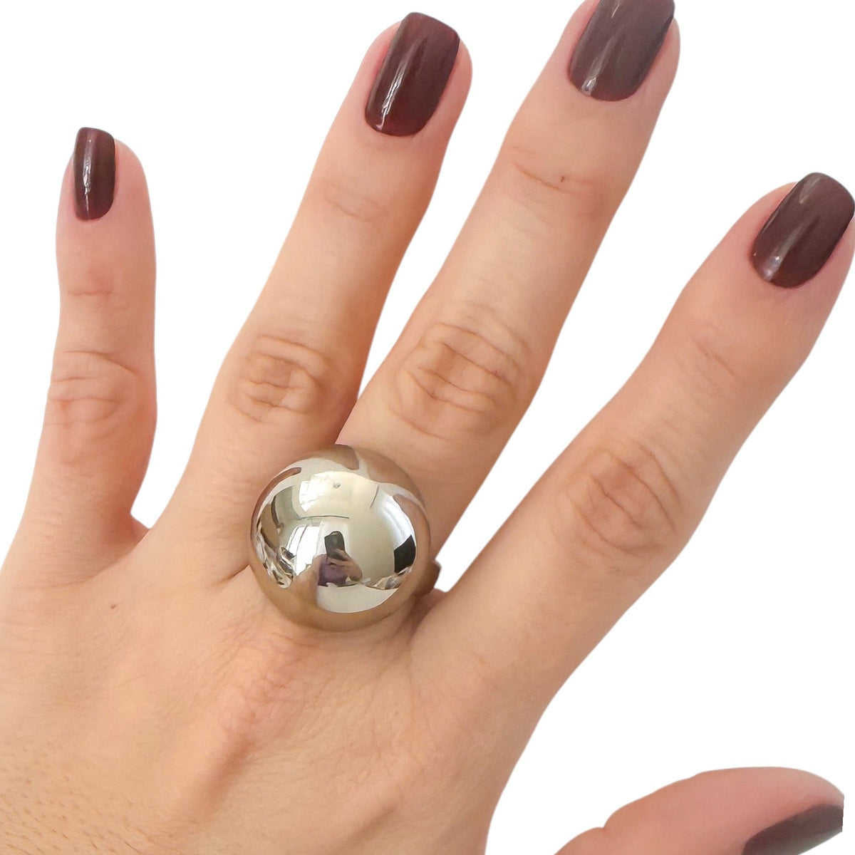 Anel Bola em Ródio Regulável