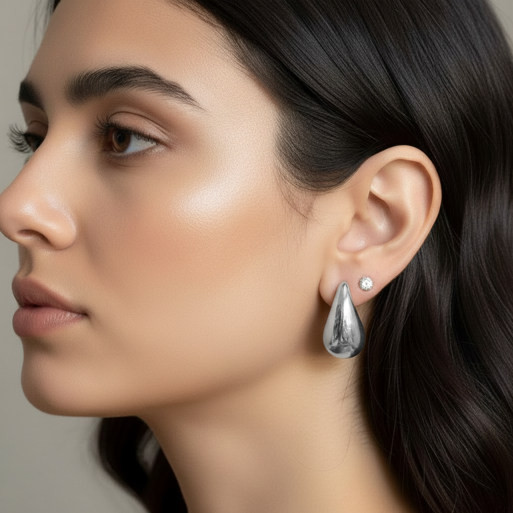 Brinco Gota Bold Ródio