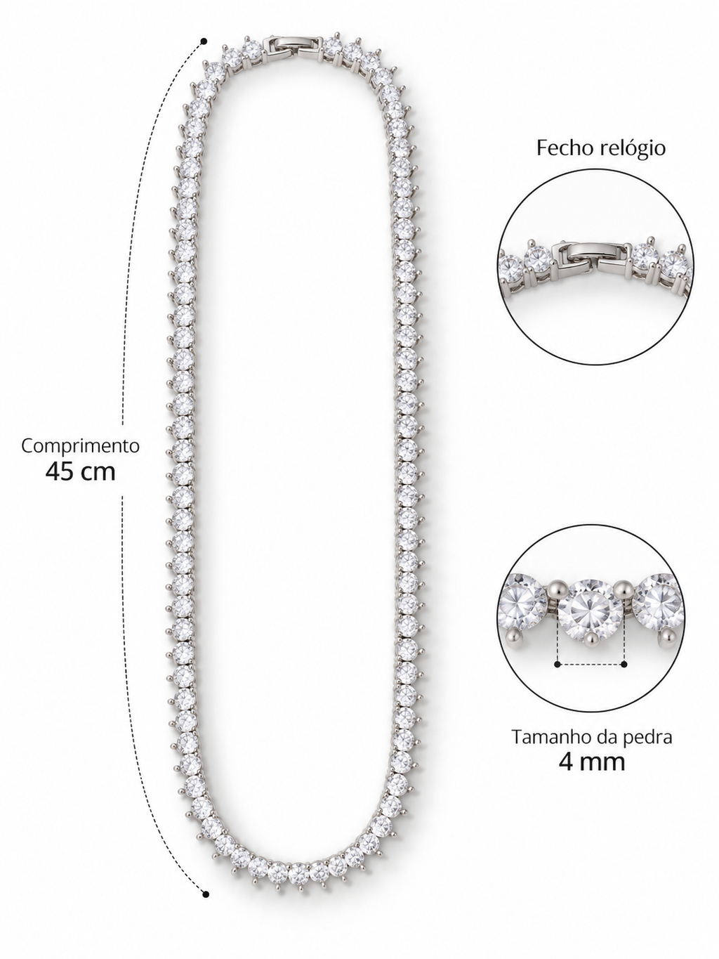 Riviera 3 Pontas 4mm Cristal