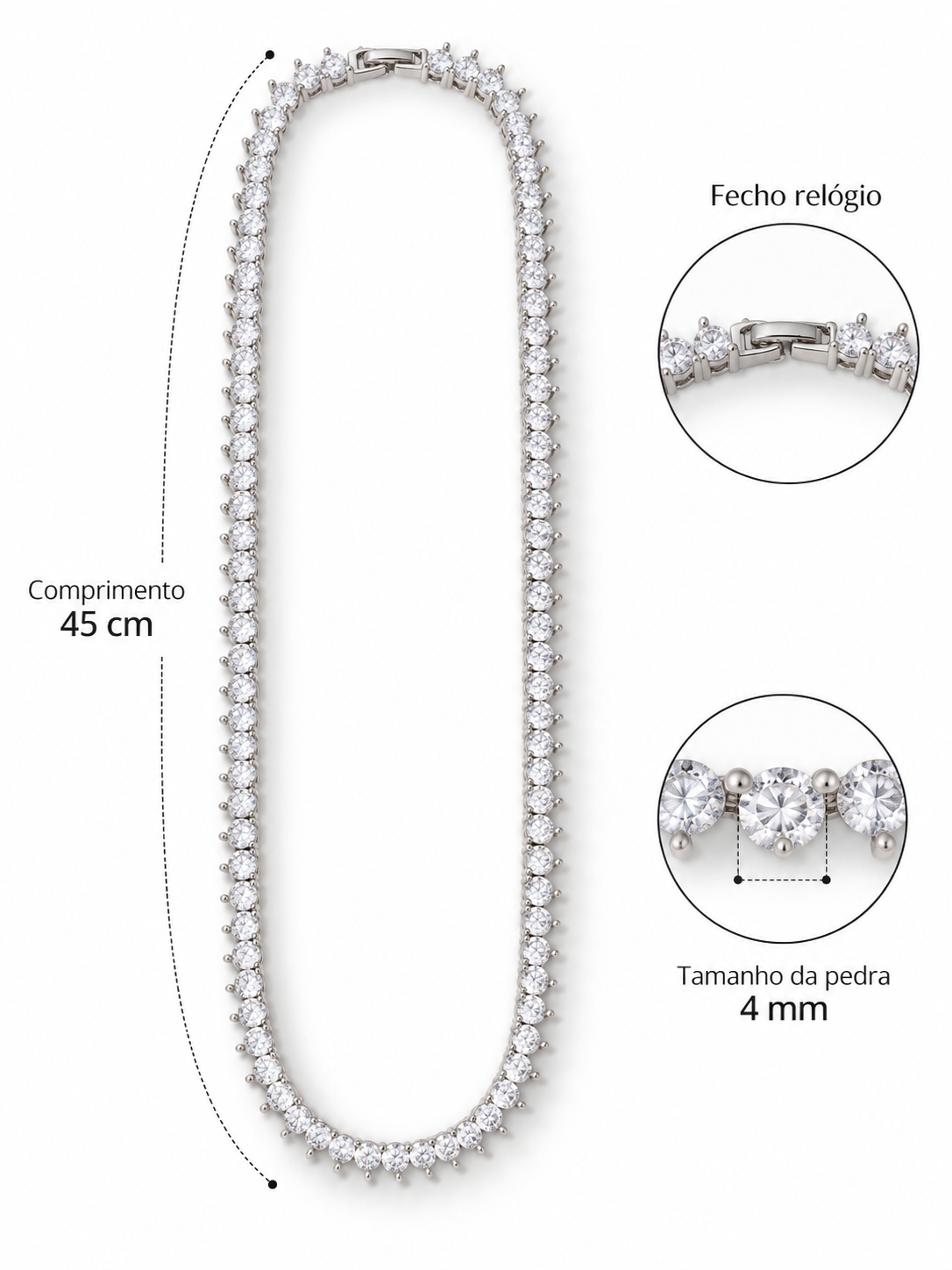 Riviera 3 Pontas 4mm Cristal