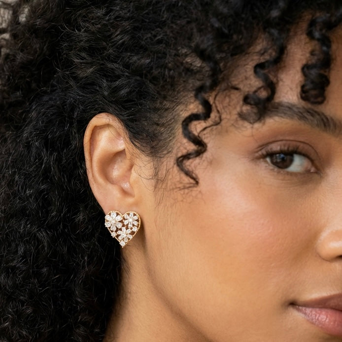 Brinco Coração Flower