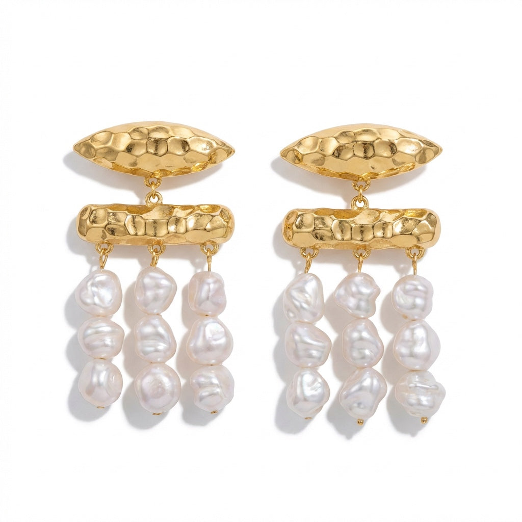 Brinco Navete Pearls