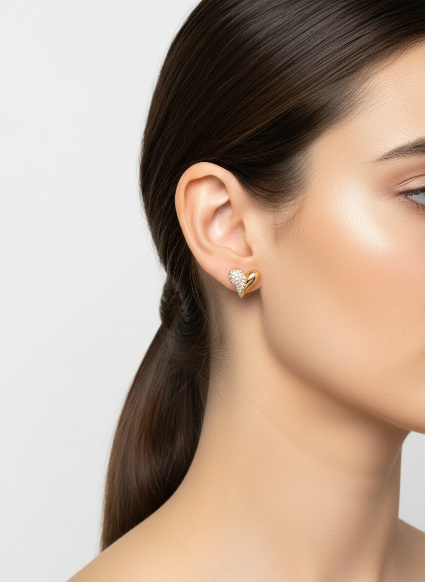 Brinco de coração - perfil lateral